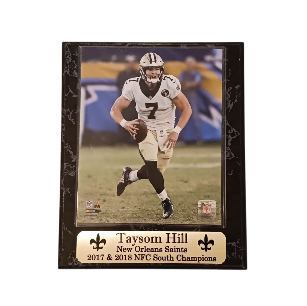 17/'18 NFC South Champions New Orleans Saints #7 Taysom Hill Card Plaque